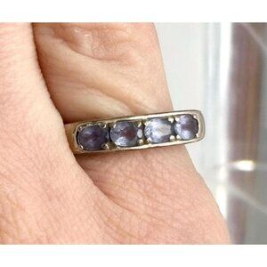 Iolite Gemstone Minimalist Tapered Sterling Silver 925 Vintage Ring - sz 6